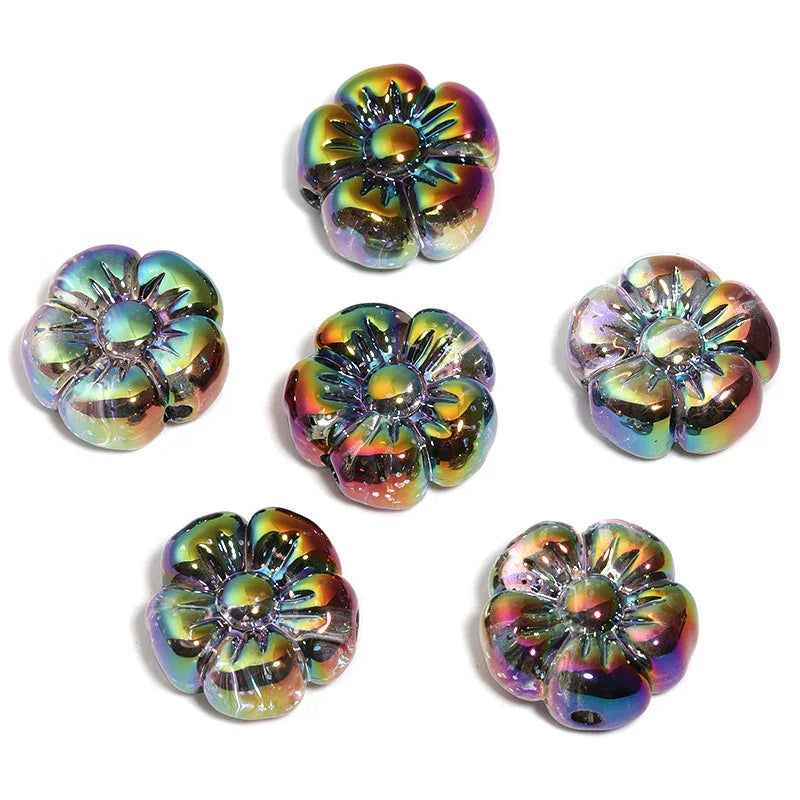 19MM Translucent Sequin Five-petal Flower Beads UV-plated Acrylic Flower | DIY Sports Fan Bracelet & Keychain Craft Bead