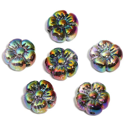 19MM Translucent Sequin Five-petal Flower Beads UV-plated Acrylic Flower Beads