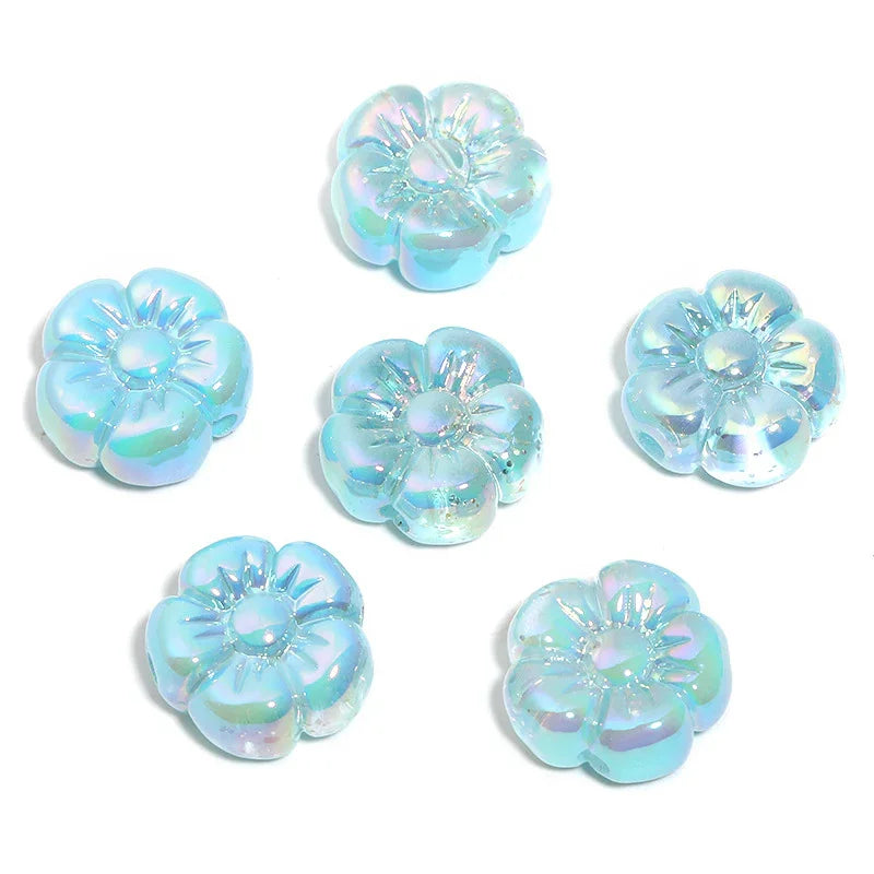 19MM Translucent Sequin Five-petal Flower Beads UV-plated Acrylic Flower | DIY Sports Fan Bracelet & Keychain Craft Bead