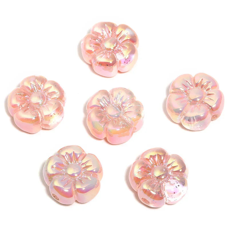 19MM Translucent Sequin Five-petal Flower Beads UV-plated Acrylic Flower | DIY Sports Fan Bracelet & Keychain Craft Bead