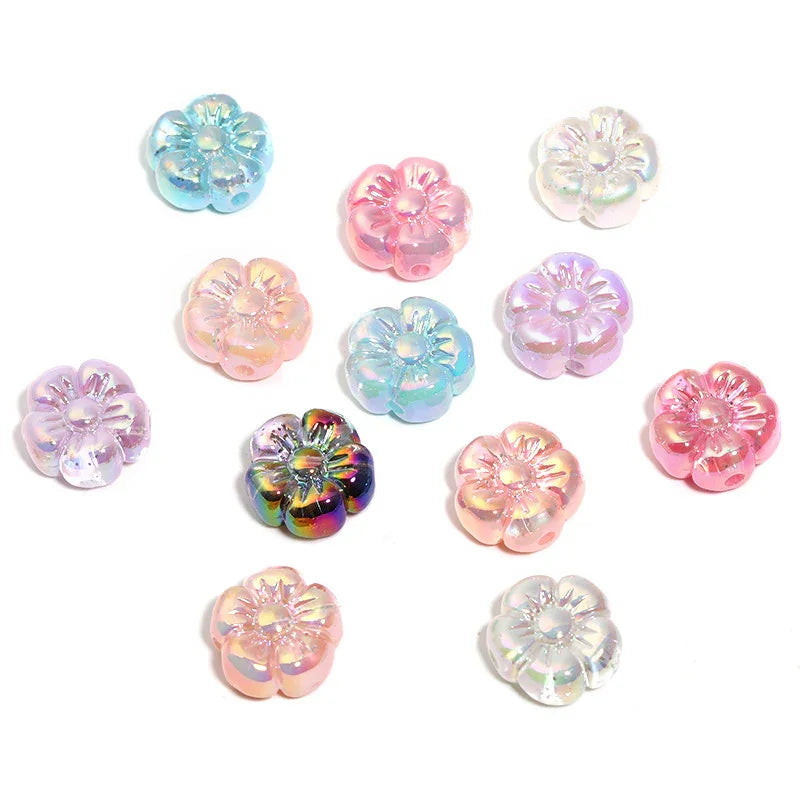 19MM Translucent Sequin Five-petal Flower Beads UV-plated Acrylic Flower | DIY Sports Fan Bracelet & Keychain Craft Bead