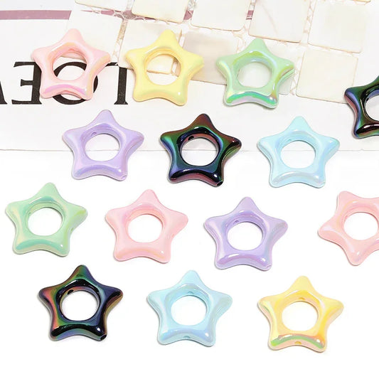 29MM UV-plated Acrylic Hollow Five-pointed Star Beads