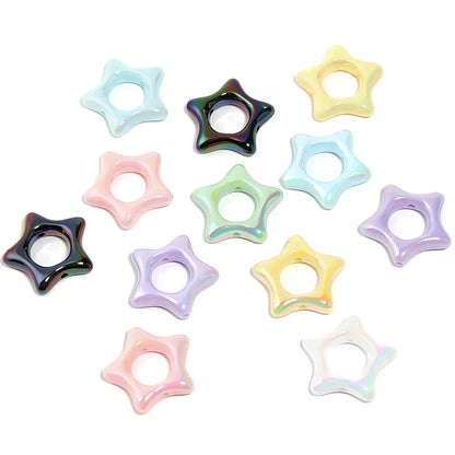 29MM UV-plated Acrylic Hollow Five-pointed Star Beads