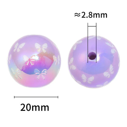 20MM UV Coated Acrylic Engraved Bow Beads Round Beads