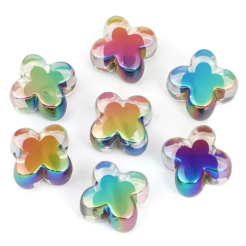 UV Coated Acrylic Beads Heart Through Hole Plastic Beads