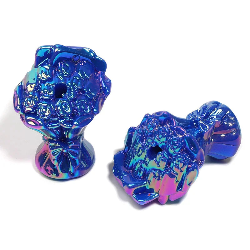 UV-plated Colored Bow Bouquet Vertical Hole Beaded Solid Color Rose Bouquet Acrylic Beads