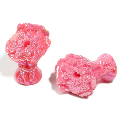 UV-plated Colored Bow Bouquet Vertical Hole Beaded Solid Color Rose Bouquet Acrylic Beads