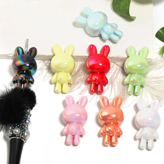 UV-plated Solid Color Space Rabbit Beads Acrylic Long-eared Rabbit Beads