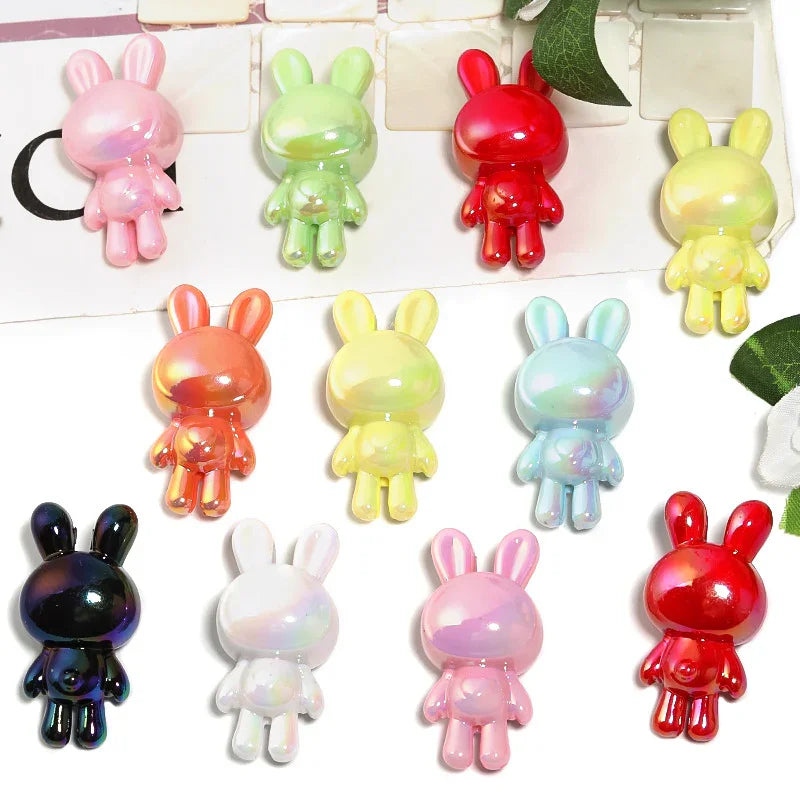 UV-plated Solid Color Space Rabbit Beads Acrylic Long-eared Rabbit Beads