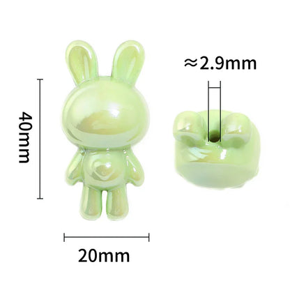UV-plated Solid Color Space Rabbit Beads Acrylic Long-eared Rabbit Beads