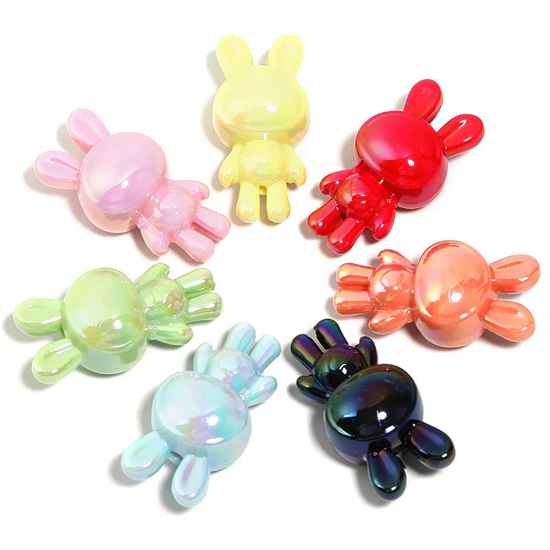 UV-plated Solid Color Space Rabbit Beads Acrylic Long-eared Rabbit Beads