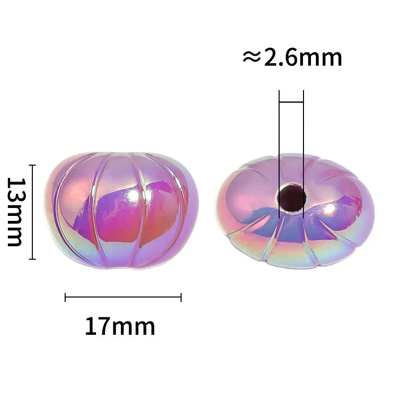 UV Electroplating Acrylic Solid Color Flat Pumpkin Beads | DIY Sports Fan Bracelet & Keychain Craft Bead