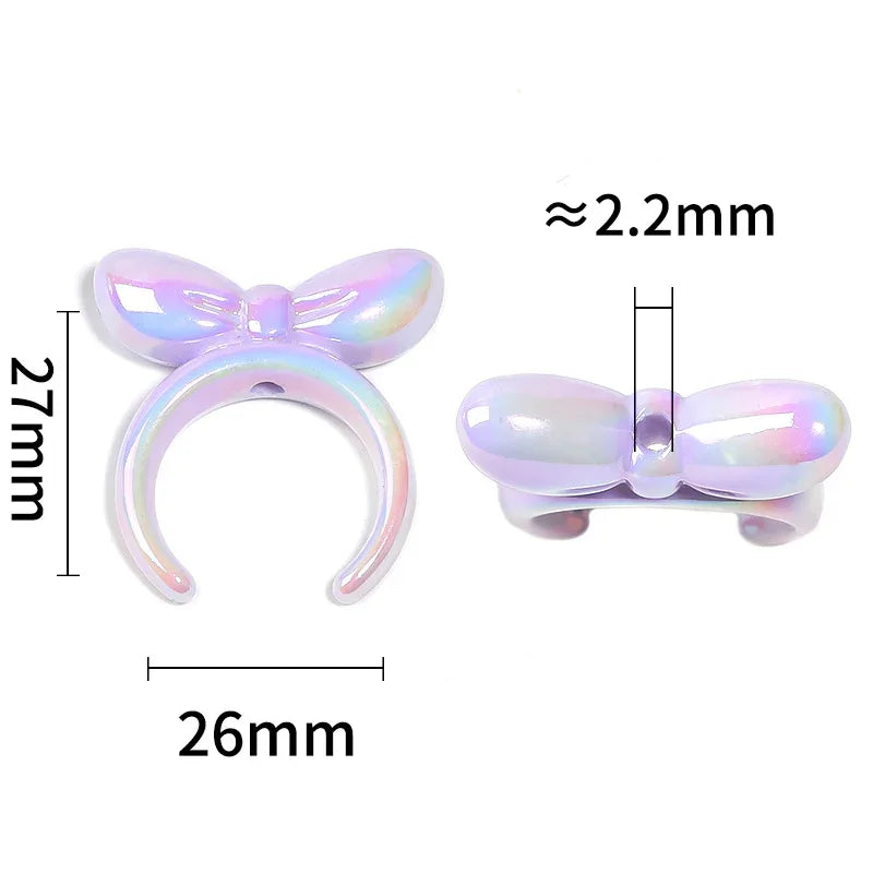 UV-plated Mabe Solid Color Bow Headband Perforated Bead Cap Bead Holder | DIY Sports Fan Bracelet & Keychain Craft Bead