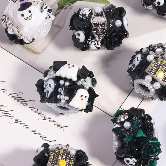 Halloween Skull Devil Cartoon Straight Hole Loose Beads
