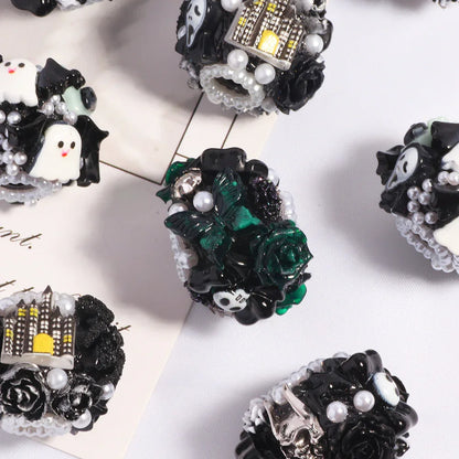 Halloween Skull Devil Cartoon Straight Hole Loose Beads