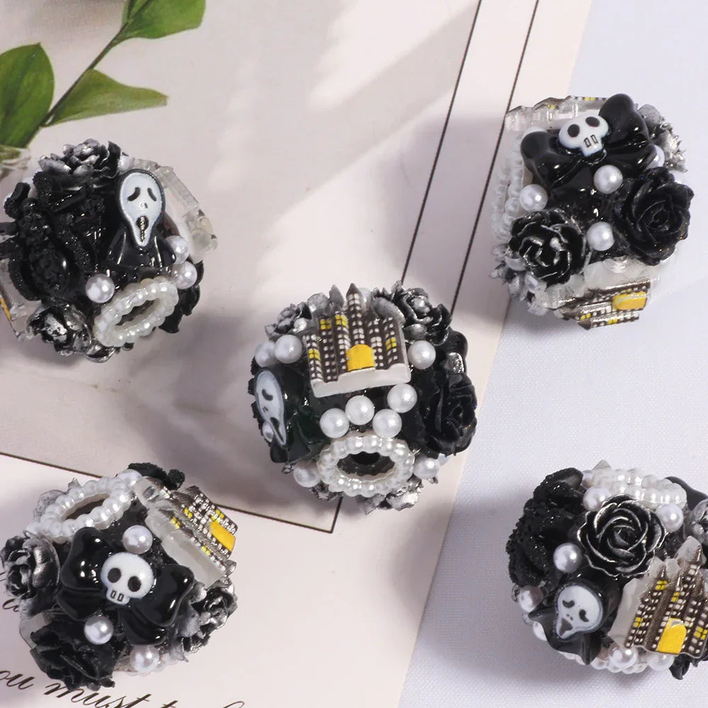 Halloween Skull Devil Cartoon Straight Hole Loose Beads