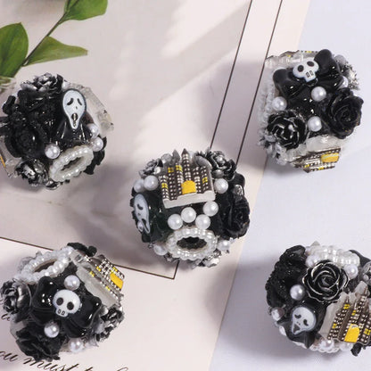 Halloween Skull Devil Cartoon Straight Hole Loose Beads
