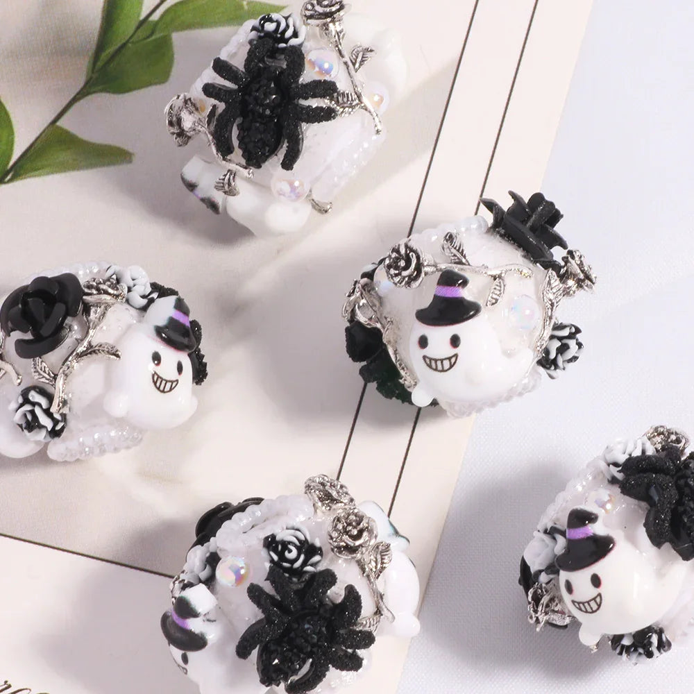 Halloween Skull Devil Cartoon Straight Hole Loose Beads