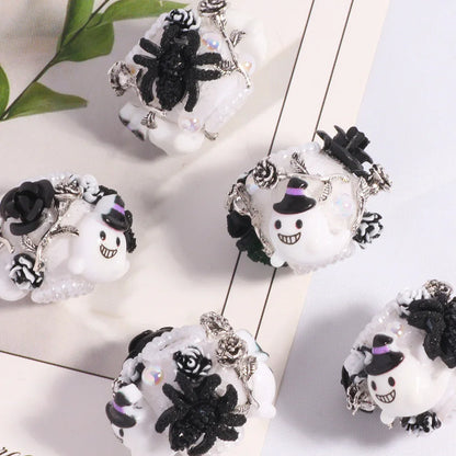 Halloween Skull Devil Cartoon Straight Hole Loose Beads