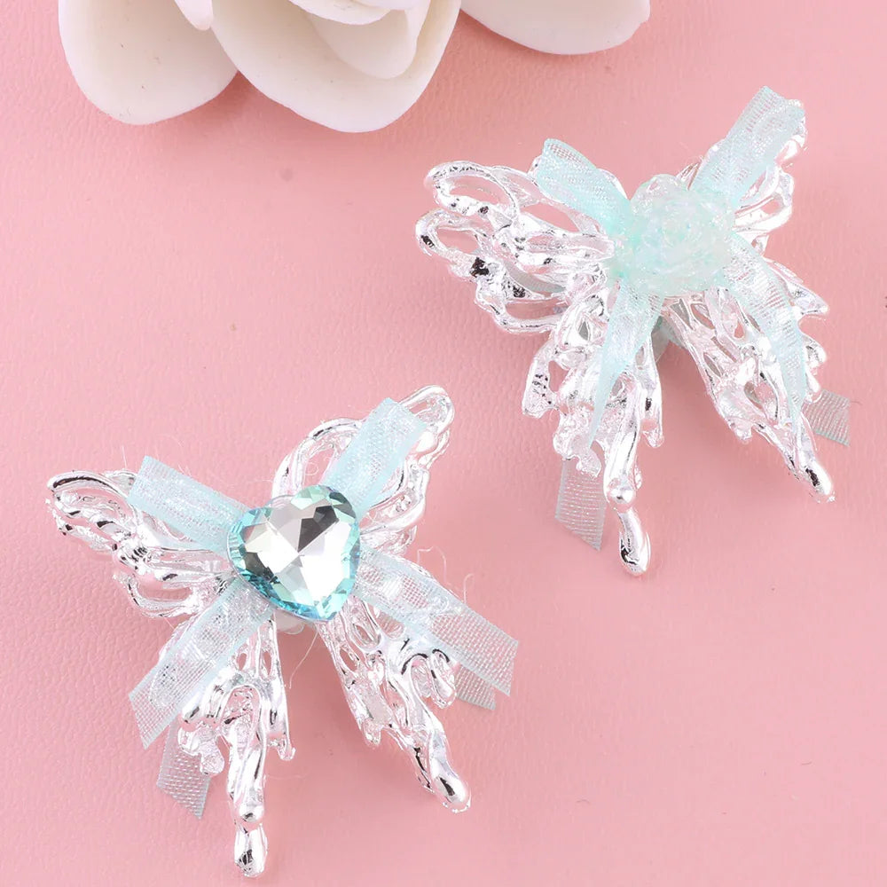 Alloy Lace Bow Butterfly Alloy Beads Straight Hole Beads | Metal Rhinestone Bead for DIY Jewelry & Bracelet Craft