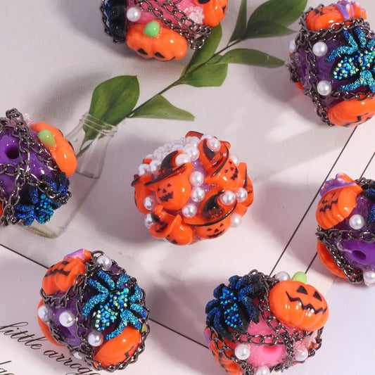 Halloween Devil Pumpkin Beads Straight Hole Loose Beads