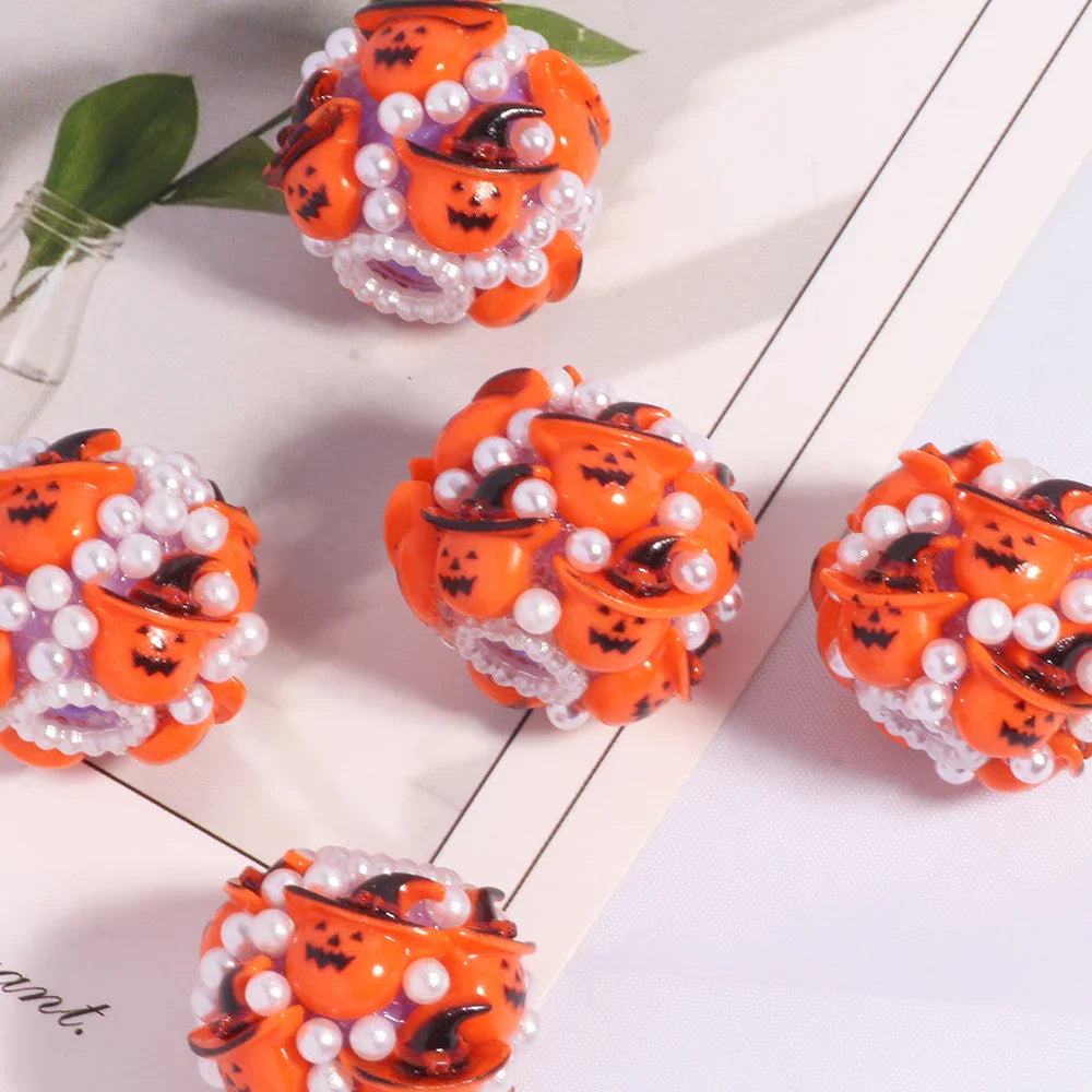 Halloween Devil Pumpkin Beads Straight Hole Loose Beads