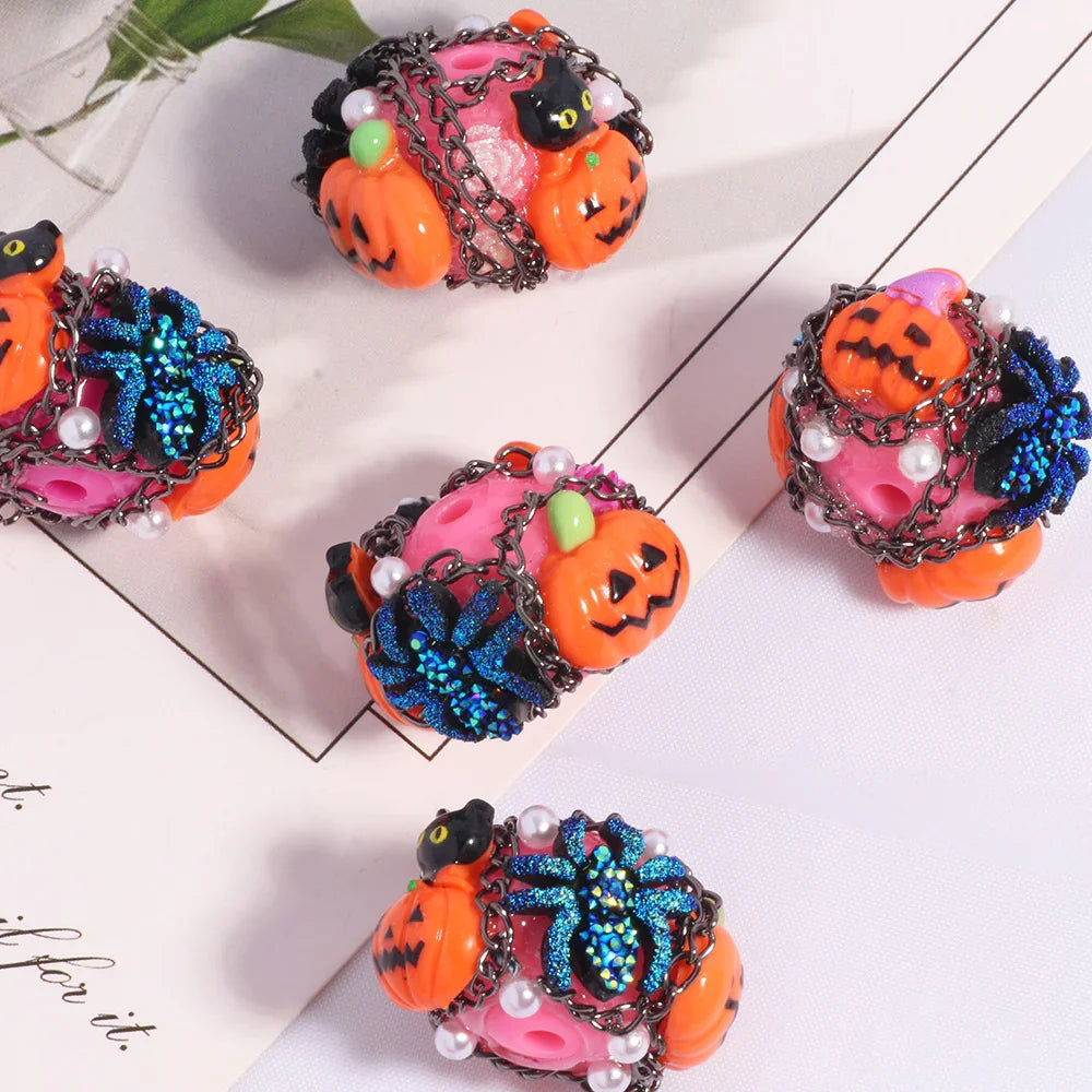 Halloween Devil Pumpkin Beads Straight Hole Loose Beads