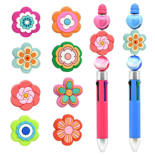 Flower Silicone Focus Beaded Ballpoint Pen Double-Sided Focus Bead (Without Pen)