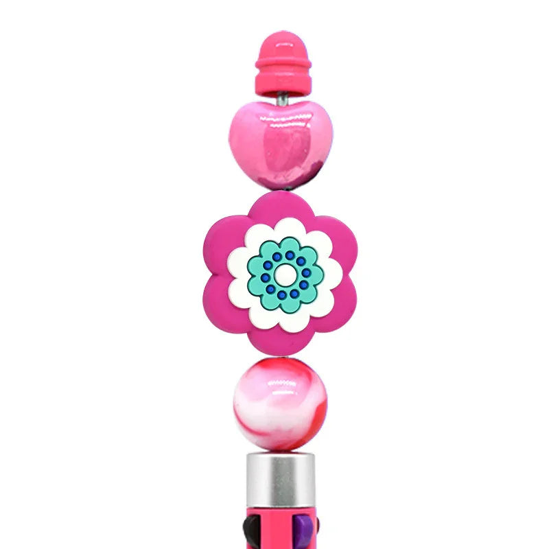 Flower Silicone Focus Beaded Ballpoint Pen Double-Sided Focus Bead (Without Pen)