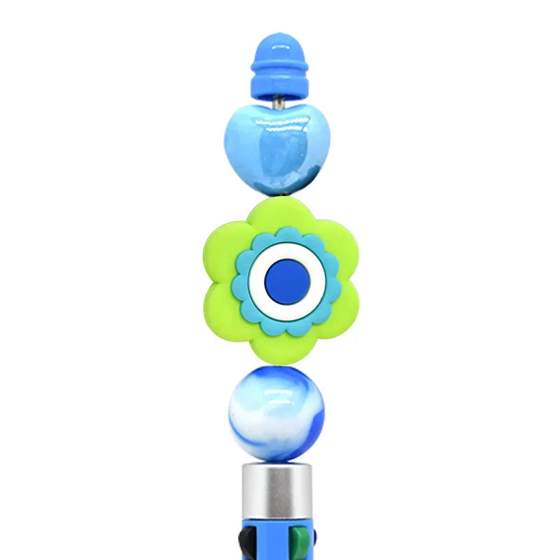 Flower Silicone Focus Beaded Ballpoint Pen Double-Sided Focus Bead (Without Pen)