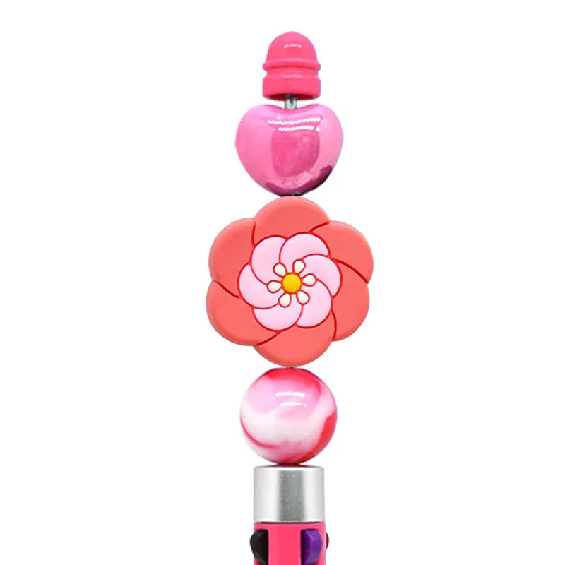 Flower Silicone Focus Beaded Ballpoint Pen Double-Sided Focus Bead (Without Pen)