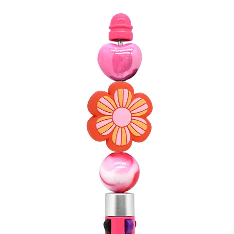 Flower Silicone Focus Beaded Ballpoint Pen Double-Sided Focus Bead (Without Pen)