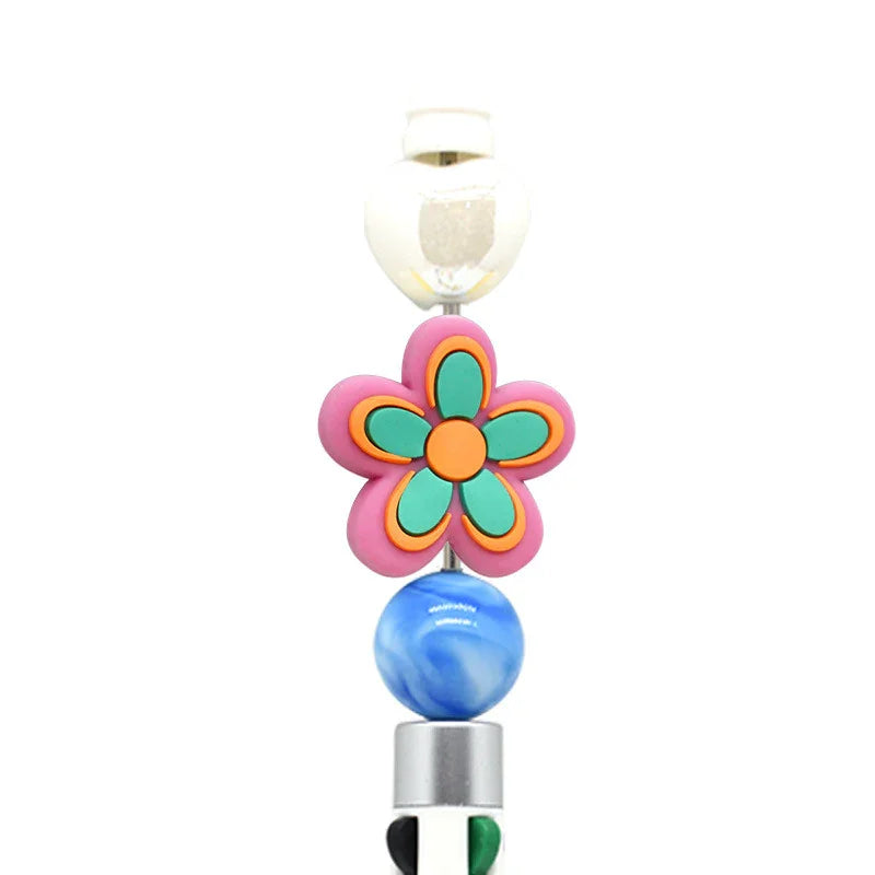 Flower Silicone Focus Beaded Ballpoint Pen Double-Sided Focus Bead (Without Pen)