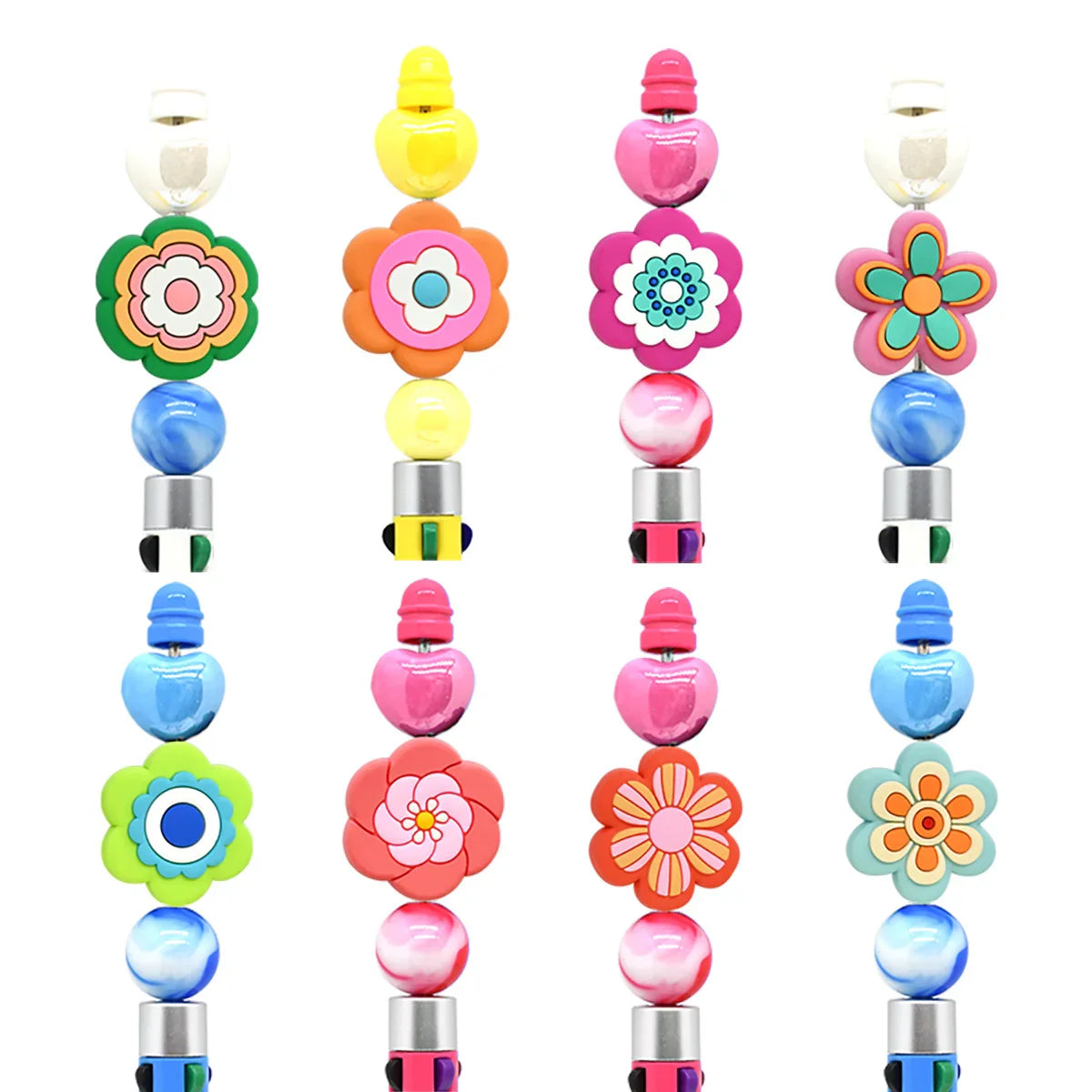 Flower Silicone Focus Beaded Ballpoint Pen Double-Sided Focus Bead (Without Pen)