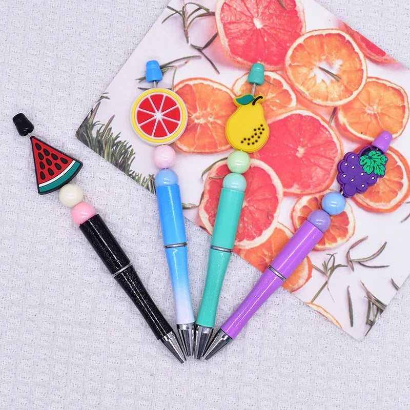 Cartoon Fruit Ballpoint Pen Focus Beads (Without Pen) | Silicone Focal Bead for DIY Keychain & Pen Wrap