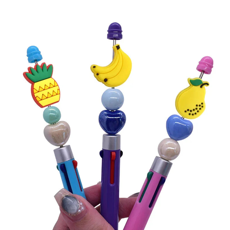 Cartoon Fruit Ballpoint Pen Focus Beads (Without Pen) | Silicone Focal Bead for DIY Keychain & Pen Wrap