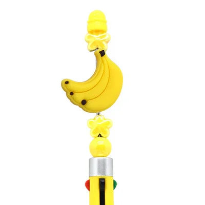 Cartoon Fruit Ballpoint Pen Focus Beads (Without Pen) | Silicone Focal Bead for DIY Keychain & Pen Wrap