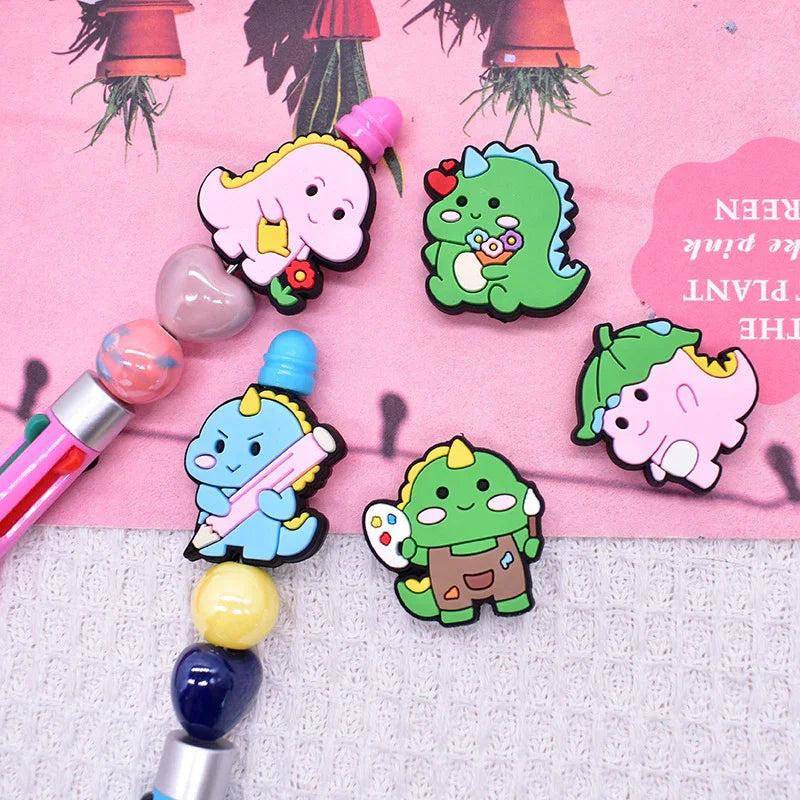 Cute Cartoon Little Dinosaur Silicone Focus Beads | Silicone Focal Bead for DIY Keychain & Pen Wrap