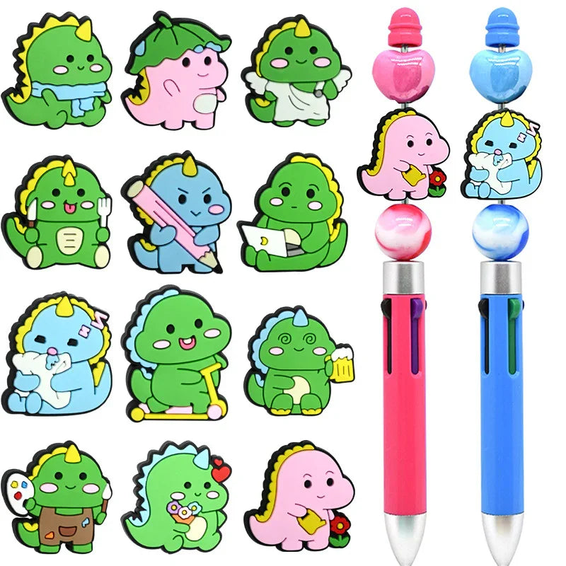 Cute Cartoon Little Dinosaur Silicone Focus Beads | Silicone Focal Bead for DIY Keychain & Pen Wrap