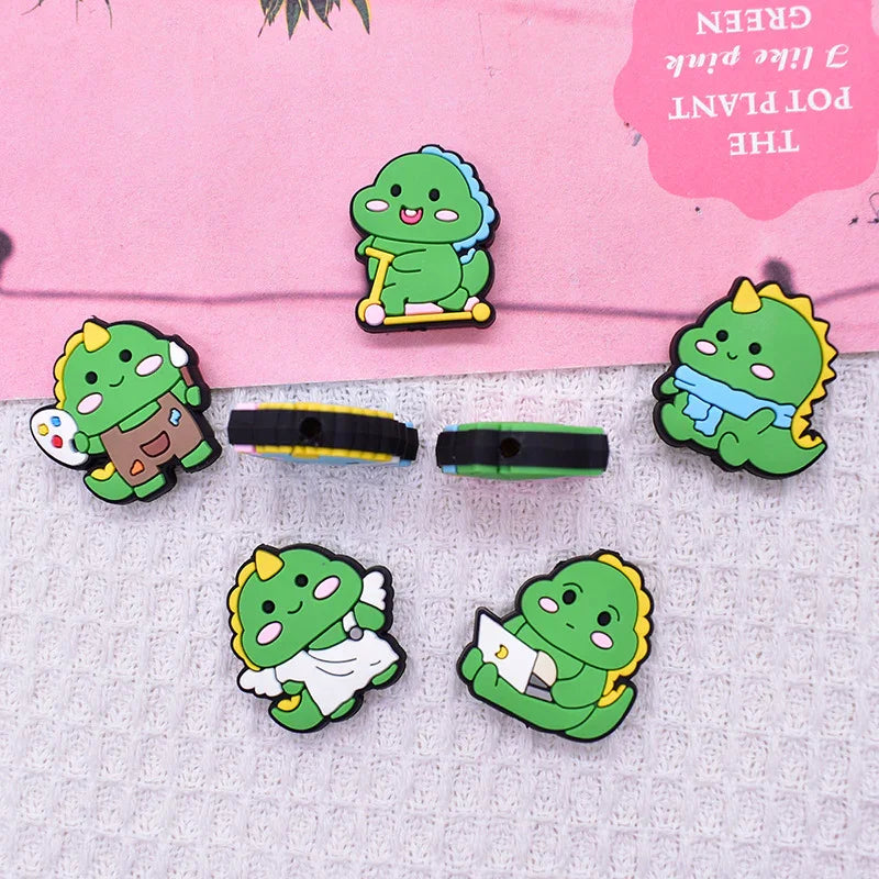 Cute Cartoon Little Dinosaur Silicone Focus Beads | Silicone Focal Bead for DIY Keychain & Pen Wrap