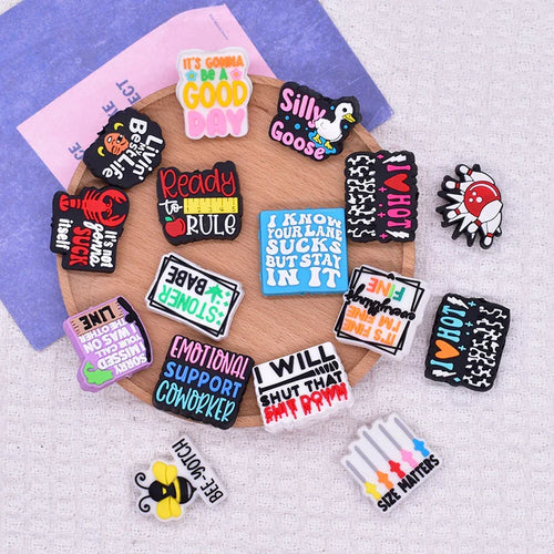 Colorful Slogan Silicone Focus Beads