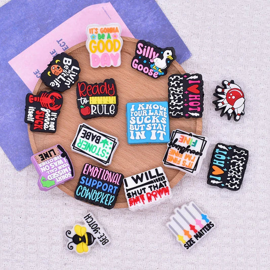 Colorful Slogan Silicone Focus Beads