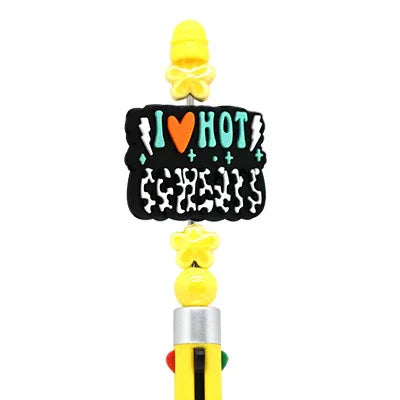 Colorful Slogan Silicone Focus Beads