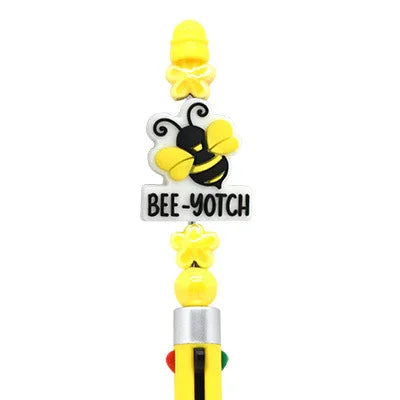 Colorful Slogan Silicone Focus Beads