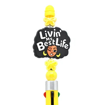 Colorful Slogan Silicone Focus Beads