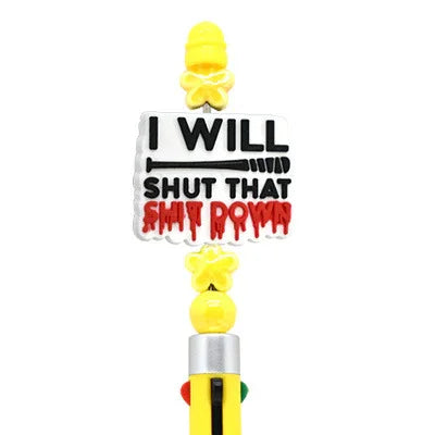 Colorful Slogan Silicone Focus Beads