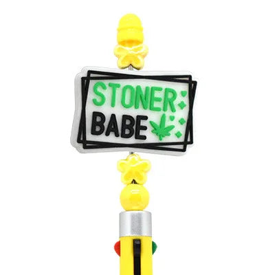 Colorful Slogan Silicone Focus Beads