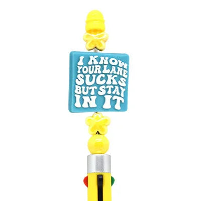 Colorful Slogan Silicone Focus Beads