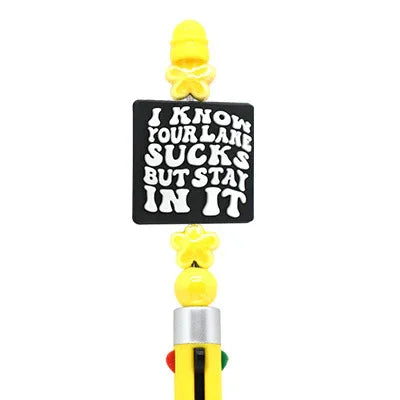 Colorful Slogan Silicone Focus Beads