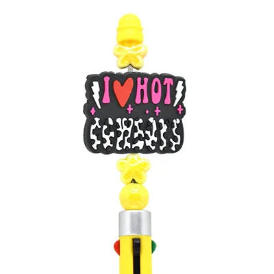 Colorful Slogan Silicone Focus Beads